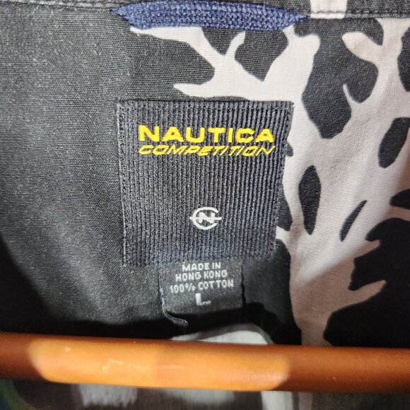 Nautica Competition Tropical Fish Button Up Men's Short Sleeve Shirt size Large - Picture 4 of 9